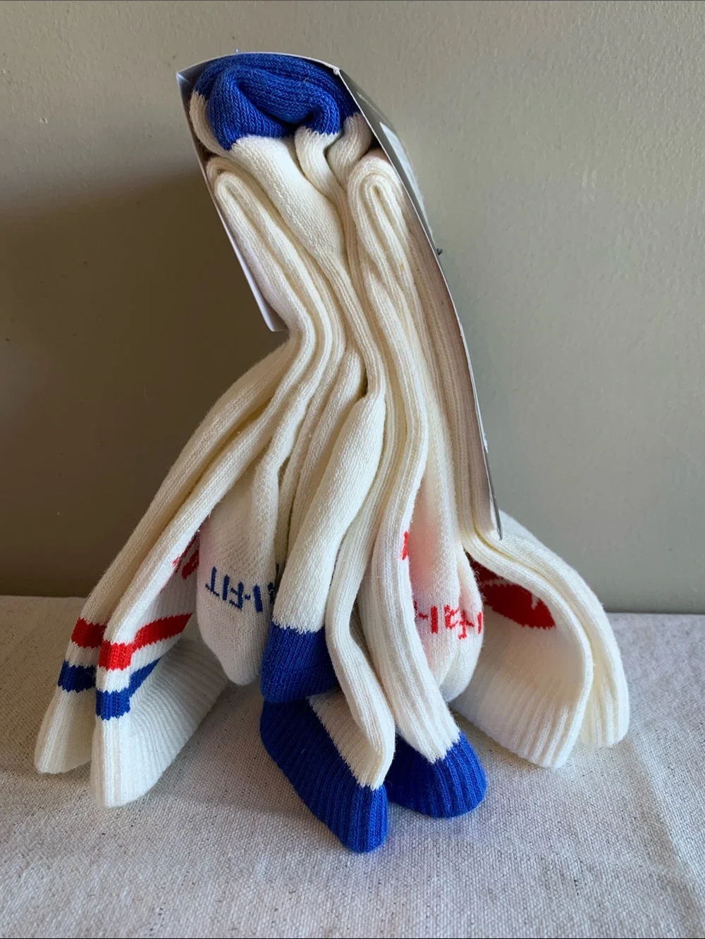 Nike Everyday Plus Crew Socks in White with Red & Blue Accents